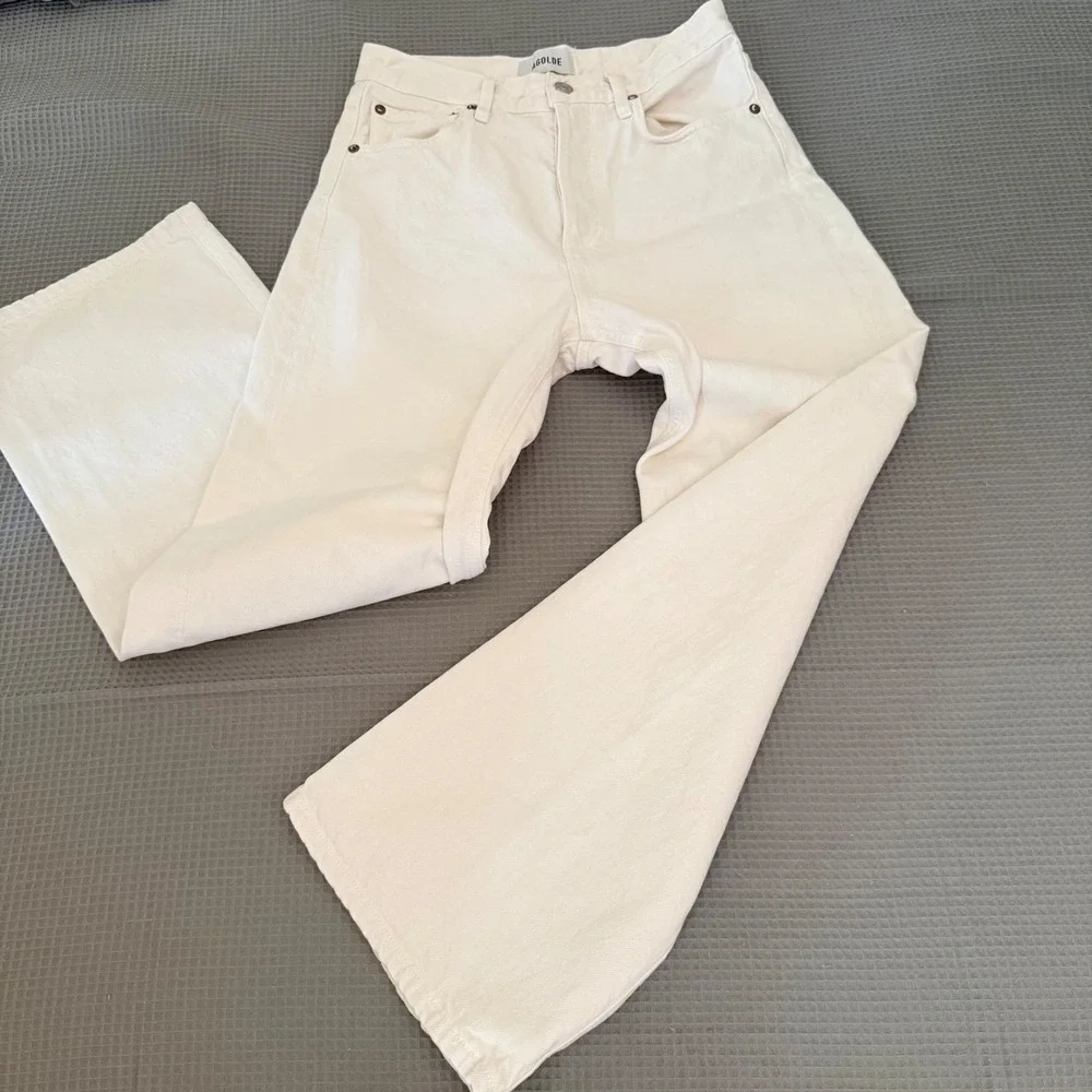 AGOLDE Ren Wide Leg Jeans 26 White High Rise Regenerative Cotton Button fly